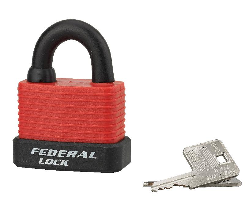 Cadenas à clé Bumper 54 mm rouge - Corps acier zingué - Anse acier cémenté - Marque Thirard_0
