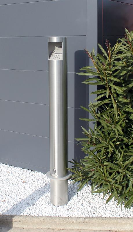 Cendrier poubelle extérieur - No'Smoke - Inox 316 L brossé, 1500 mm hauteur, capacité 1000 mégots_0