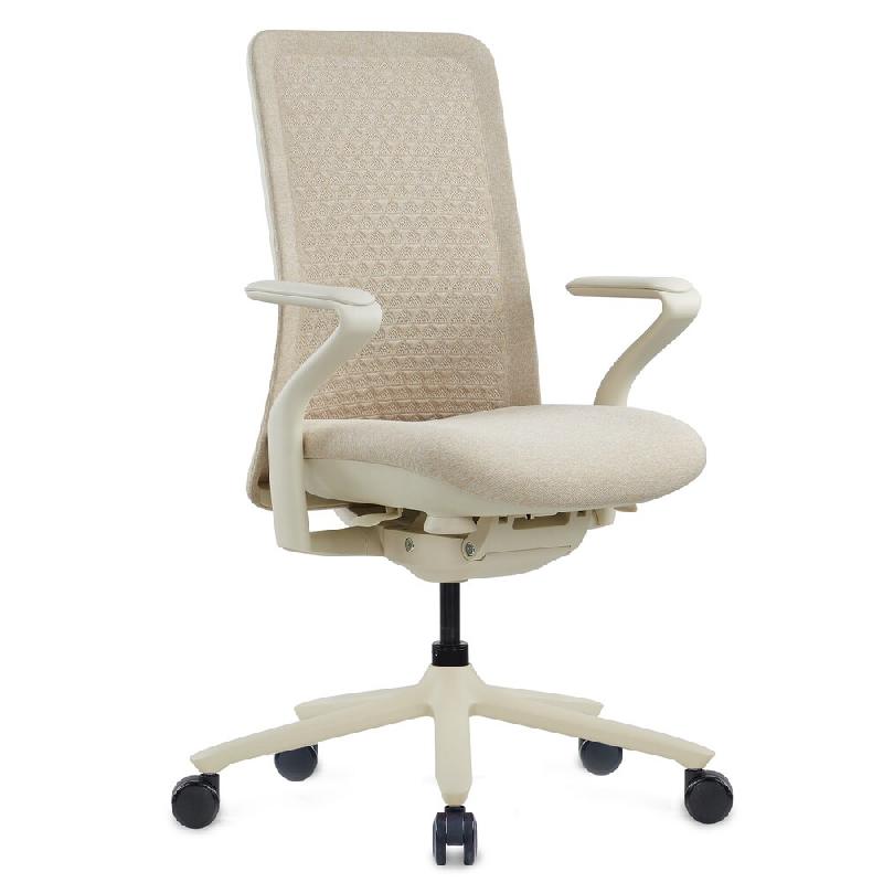 Chaise de bureau / chaise pivotante VERVIO Dossier en tissu maillé 3D / assise en tissu beige hjh OFFICE - beige polyester 790034_0