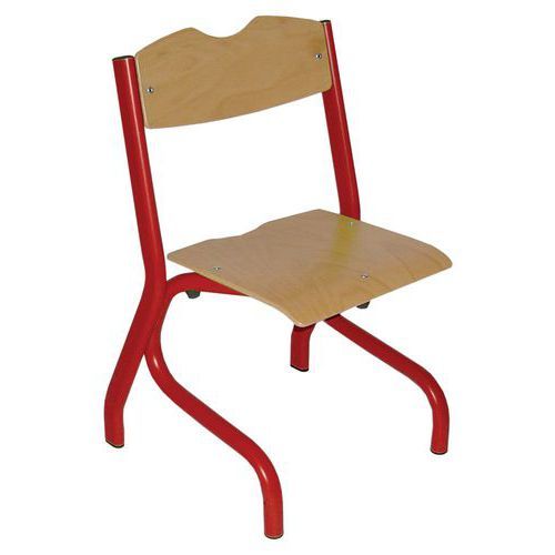 CHAISE TIM AST - T2 - PIÈTEMENT ACIER - HÊTRE NATUREL/ROUGE 3020 - RODET