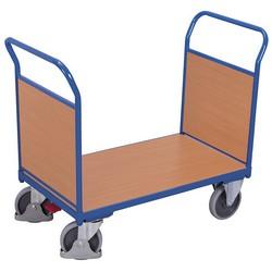 Chariot manuel 2 dossiers en bois - capacité 400 à 500 kg - plateau mélaminé et roues anti-trace_0