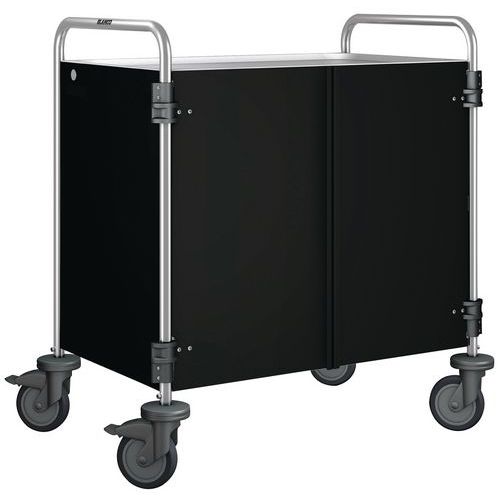 CHARIOT DE SERVICE HABILLAGE NOIR - 2 PLATEAUX - BLANCO