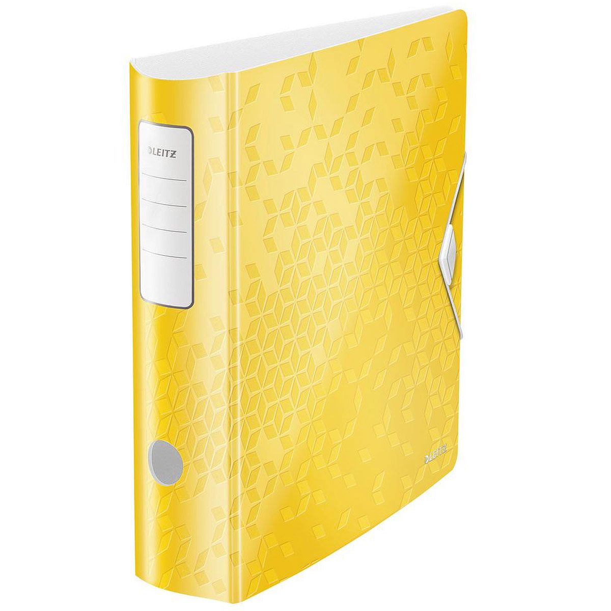 CLASSEUR A LEVIER LEITZ WOW 180° - POLYPROPYLENE - DOS 7,5 CM - FERMETURE PAR ELASTIQUE - JAUNE