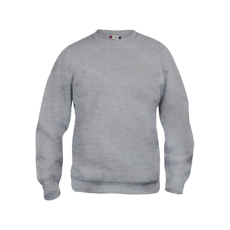 CLIQUE SWEAT BASIC COL RD GRIS CHINÉ L