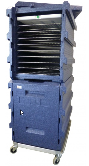 Coffre isotherme 2 x 128L - 20 niveaux 400 x 600 mm - sur roulettes - Promoshop - fabrication française_0