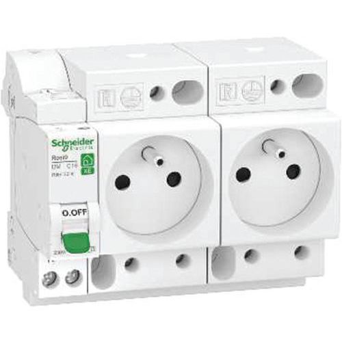 COMBINÉ DISJONCTEUR+2 PRISES COURANT - 1P+N - 16A - RESI9 XE - SCHNEIDER ELECTRIC