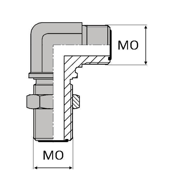 Coude 90° mâle ORFS x mâle cloison ORFS - OCMCL90404 - CMORFSCL 9/16 90 - Ø MO-1 / MO 9/16'' (14.28mm)_0