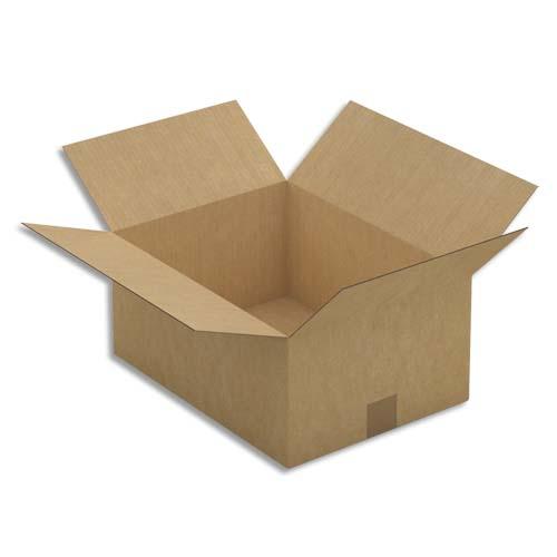 Emballage paquet de 25 caisses américaines en carton brun simple cannelure - dim. : l40 x h18 x p30 cm_0