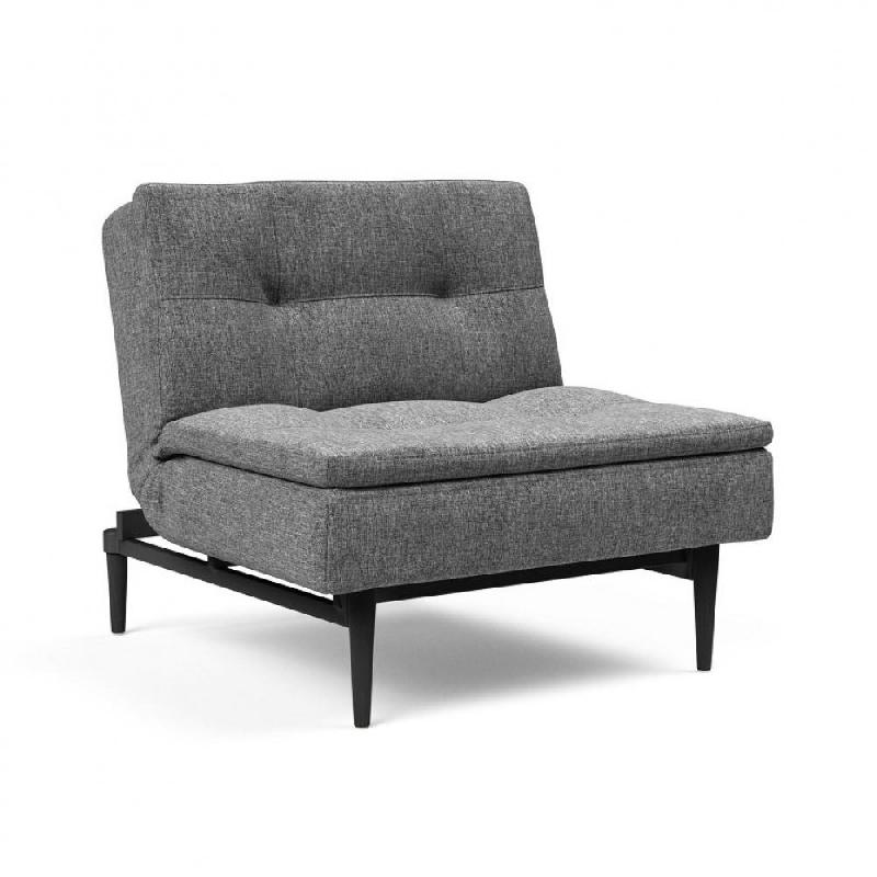 Fauteuil design Dublexo Styletto - Convertible lit 90*115 cm - Pieds en chêne noir - Tissu Twist Charcoal_0