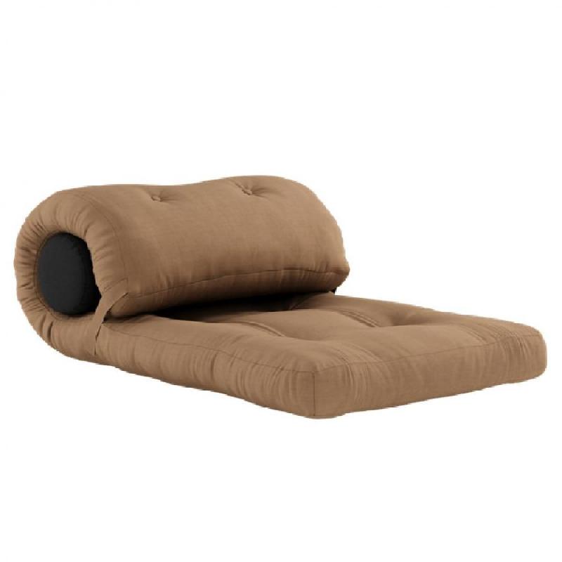 Fauteuil futon convertible Wrap - couleur mocca - design japonais et scandinave - matelas 70x200 cm_0
