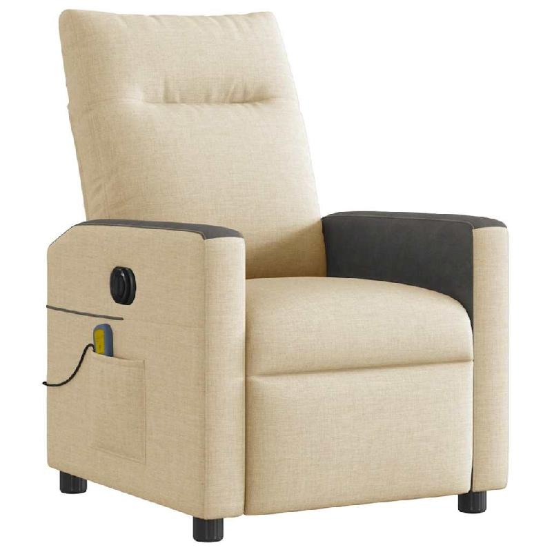 Fauteuil inclinable de massage électrique crème tissu Modèle Rermelora - 8721158644190_0