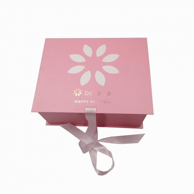 Fermeture pliable de ruban de boîte-cadeau d'emballage cosmétique rose de carton pour des soins de la peau - printedpaper-bags - 29*24*12.5cm_0