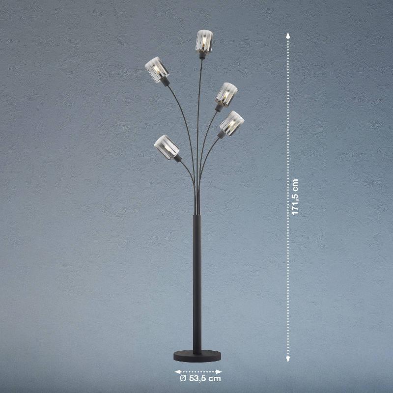FISCHER & HONSEL LAMPADAIRE ISKA ABAT-JOUR EN VERRE, À CINQ LAMPES