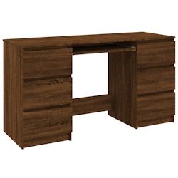 Helloshop26 - Bureau table poste de travail meuble d'ordinateur informatique étude chêne 140 x 50 x 77 cm bois d'ingénierie brun 02_0023620 - 30002_0