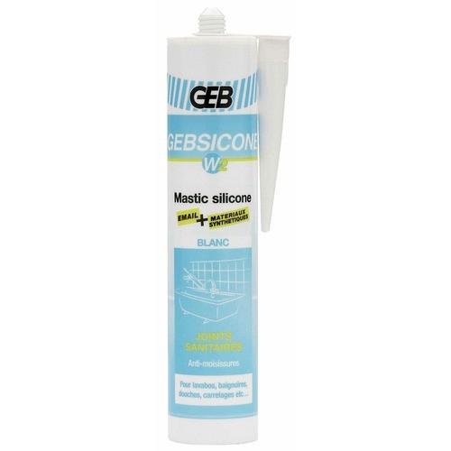 MASTIC SILICONE SANITAIRE NEUTRE - 310 ML - BLANC - GEBSICONE W2 GEB