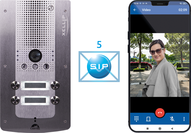 Pack d'interphonie IP - 4 boutons d'appel - Conforme loi Handicap - Réception sur smartphone - SIP XE V4B - Audio vidéo Full IP/SIP - Alimentation PoE_0