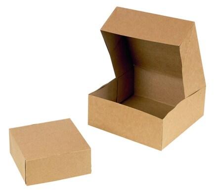 Packissimo Boites pâtissières kraft en carton 22 x 22 x hauteur 8 cm par 25 pièces - marron en carton BKC22x8_0