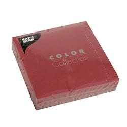 Papstar 50 Serviettes, 3 plis pliage 1/4 33 cm x 33 cm bordeaux - rouge 86972_0