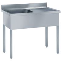 Plonge - 1 bac et 1 égouttoir à droite - 1200mm - acier inox AISI 304 - Firsteel - 132456_0