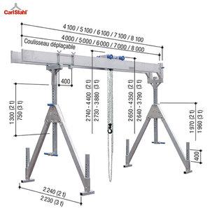 Portiques de levage en aluminium fixe - Carl Stahl - supports latéraux repliables - capacité 2 à 3 tonnes_0