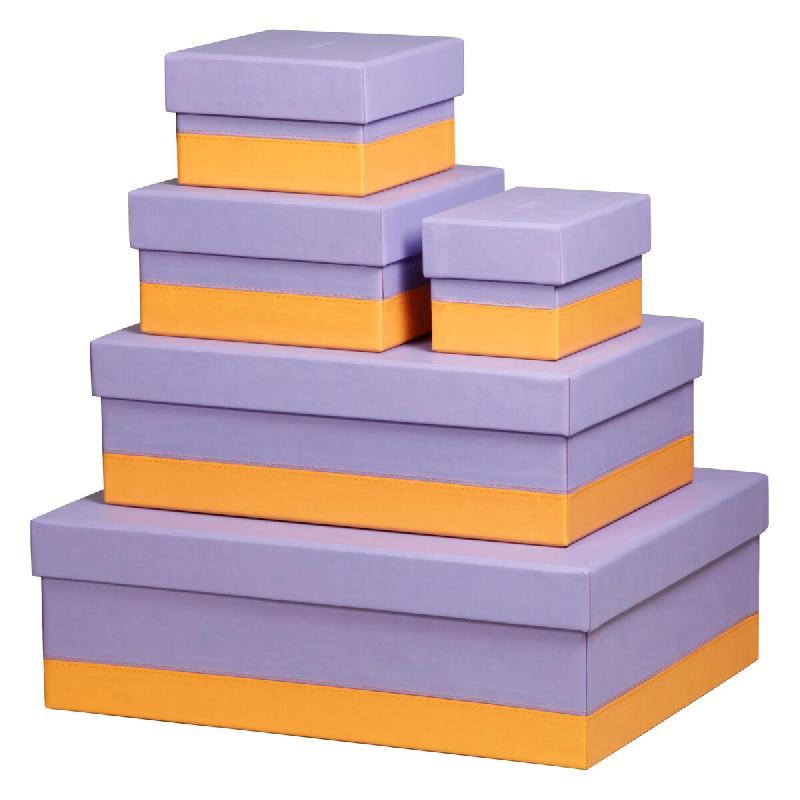 Set de 5 boîtes gigognes Rhodiarama, finition simili cuir italien, coloris iris - violet 318889C_0