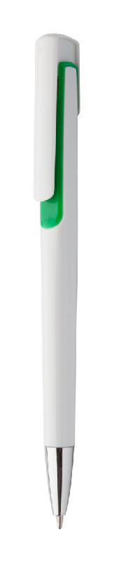Stylo à bille en plastique - clip coloré en métal - encre bleue - couleur vert - poids 8g_0