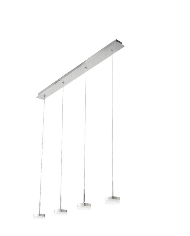Suspension Fabas Luce Dunk 4 lumières - LED 32W à intensité variable - Design linéaire en aluminium brossé - gris 8019282067191_0