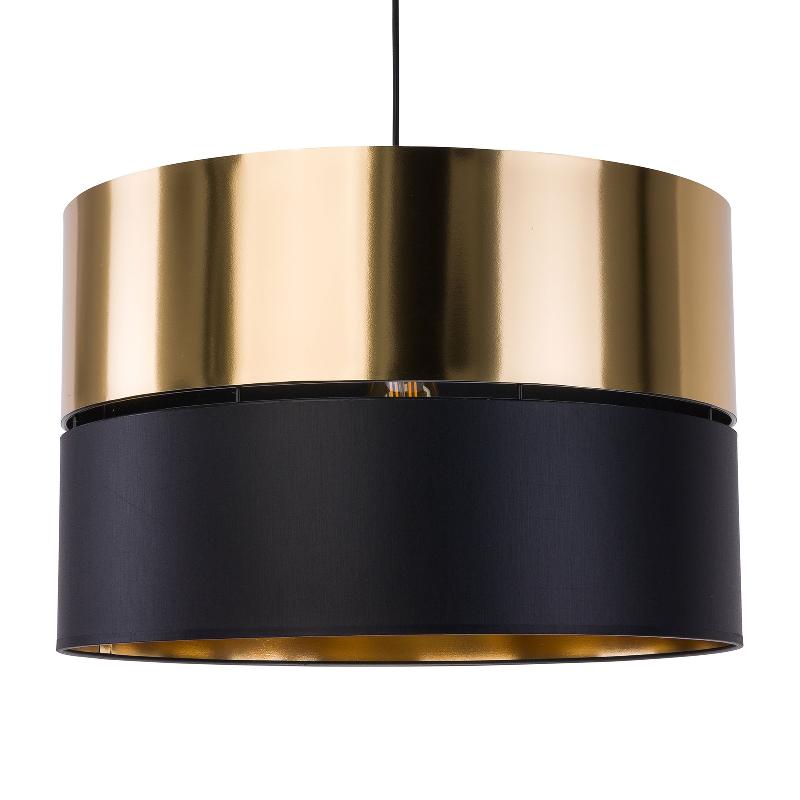 TK LIGHTING SUSPENSION HILTON, NOIRE/DORÉE, À UNE LAMPE