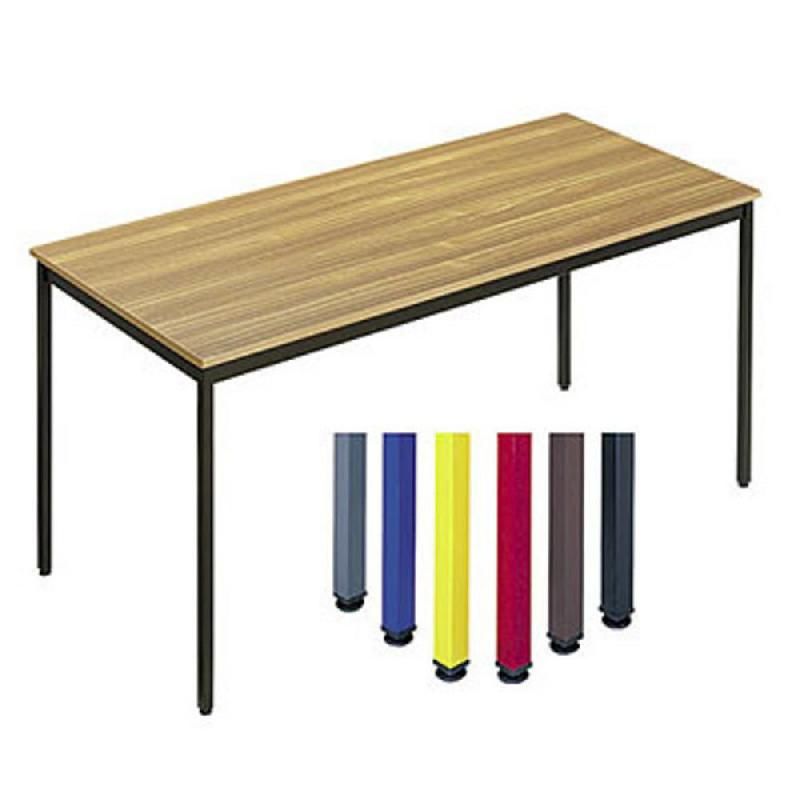 TABLE POLYVALENTE RECTANGLE - L. 140 X P. 70 CM - PLATEAU TECK - PIEDS GRIS