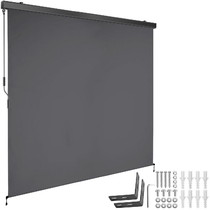 Tectake Store banne verticale ELOISE avec 2 supports muraux - 200 x 250 cm, gris foncé - 406148 - noir polyester 406148_0