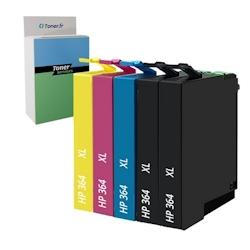 Pack de 5 cartouches d'encre compatibles HP 364XL (N9J74AE) - Noir et couleurs - Toner Services_0