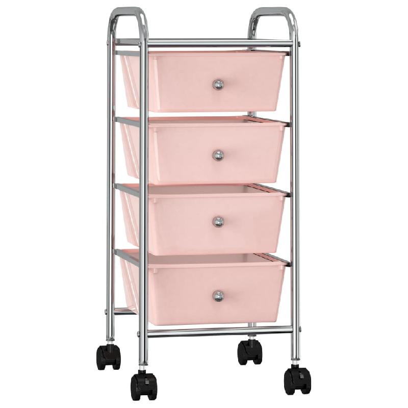 Vidaxl chariot de rangement mobile à 4 tiroirs rose plastique 320400_0