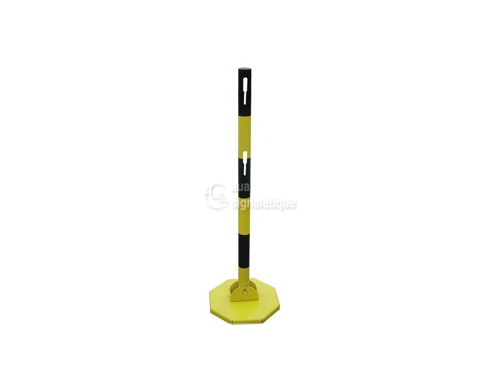 1631362 - Poteau de signalisation repliable en acier - AUA Signalétique - Socle lesté et bandes réfléchissantes_0