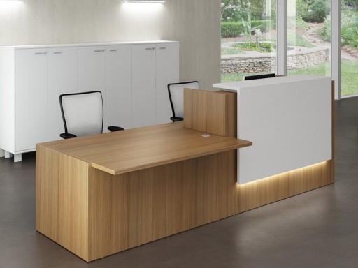 Banque d'accueil Z2 noyer avec accès bas - Officity - 246, Blanc mat, Gauche, Noyer Canaletto_1