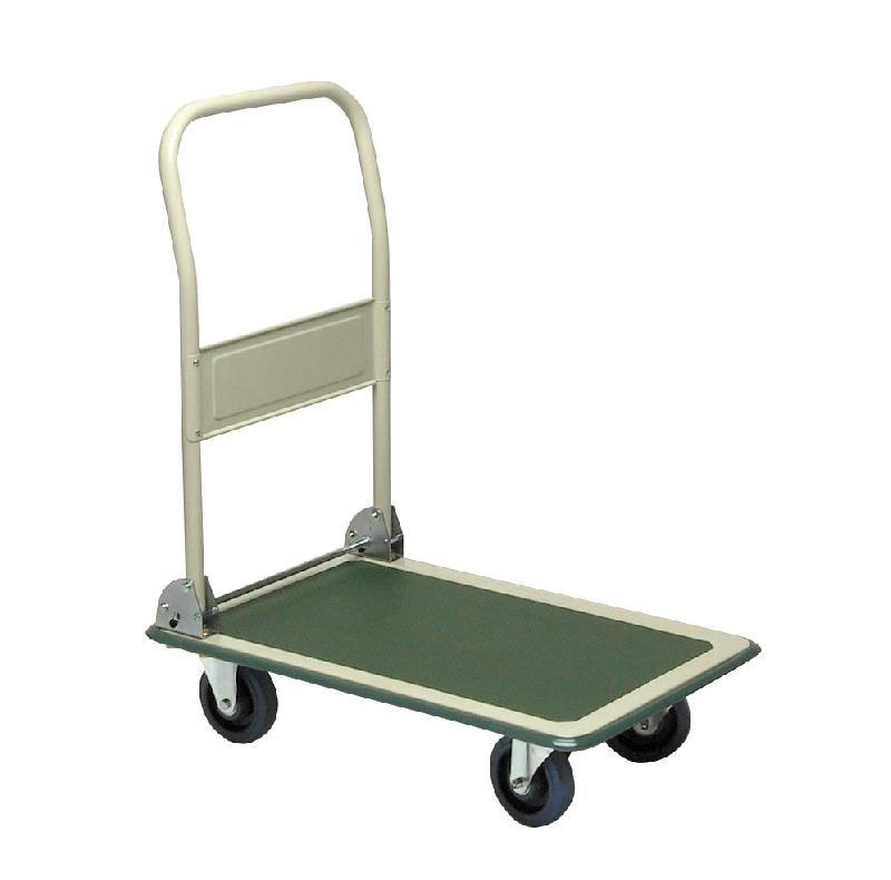 Chariot pliable grand plateau - Charge 300 kg - Dossier rabattable - Roues Ø125 mm_0