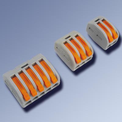 Connecteurs électroniques à levier - 3 plots - Sachet de 100 - Pour câbles souples et rigides de 0.08 mm² à 2.5 mm²_0