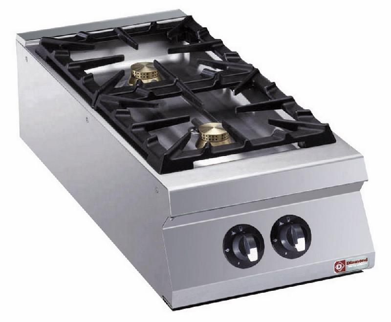 Cuisinière à gaz 2 feux vifs à poser - G22/2B4T-N - Acier inox AISI 304, 6 kW par brûleur_0