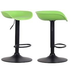 Décoshop26 - Lot de 2 tabourets de bar assise réglable en hauteur et pivotant en plastique vert pieds tulipe en métal noir mat avec TDB10256 - noir_0