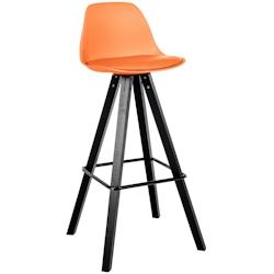 Décoshop26 - Tabouret de bar chaise haute x1 repose-pieds style scandinave en plastique et PVC orange structure en bois noir carré 10_0004629 - noir_0