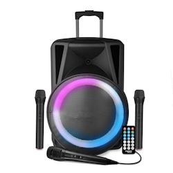 Enceinte Sonorisation - FSD15 - 38CM - 700W - sur Batterie - Effet RING LED - USB SD Bluetooth TWS - 3 Micros Karaoké - 3701123947438_0