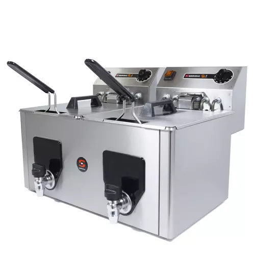 Friteuse électrique PF-10+10 400/50-60/3N-5130147 - double bacs 8+8 litres - acier inoxydable_0