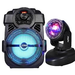 Karaoké Enfants Enceinte Party light - 250W portable Batterie HANDY180 avec USB/BLUETOOTH/ RADIO FM + Magic Wash - 3701123943102_0