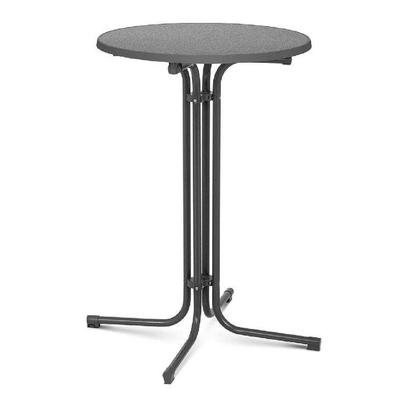 Mange-debout table pliante - diamètre 70 cm - gris - contreplaqué et acier - 14_0002374_0