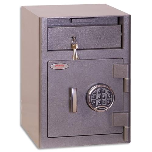 Phoenix coffre de dépôt gris chargement avant électronique 47 litres 44,8x32,3cm 54kg avec fente de dépôt_0