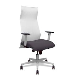 Piqueras y Crespo - Fauteuil de direction ergonomique Albacete en malla blanc, bali gris foncé, bras et base blancs, roues parquet 65mm - 13SM10B600B354B_0