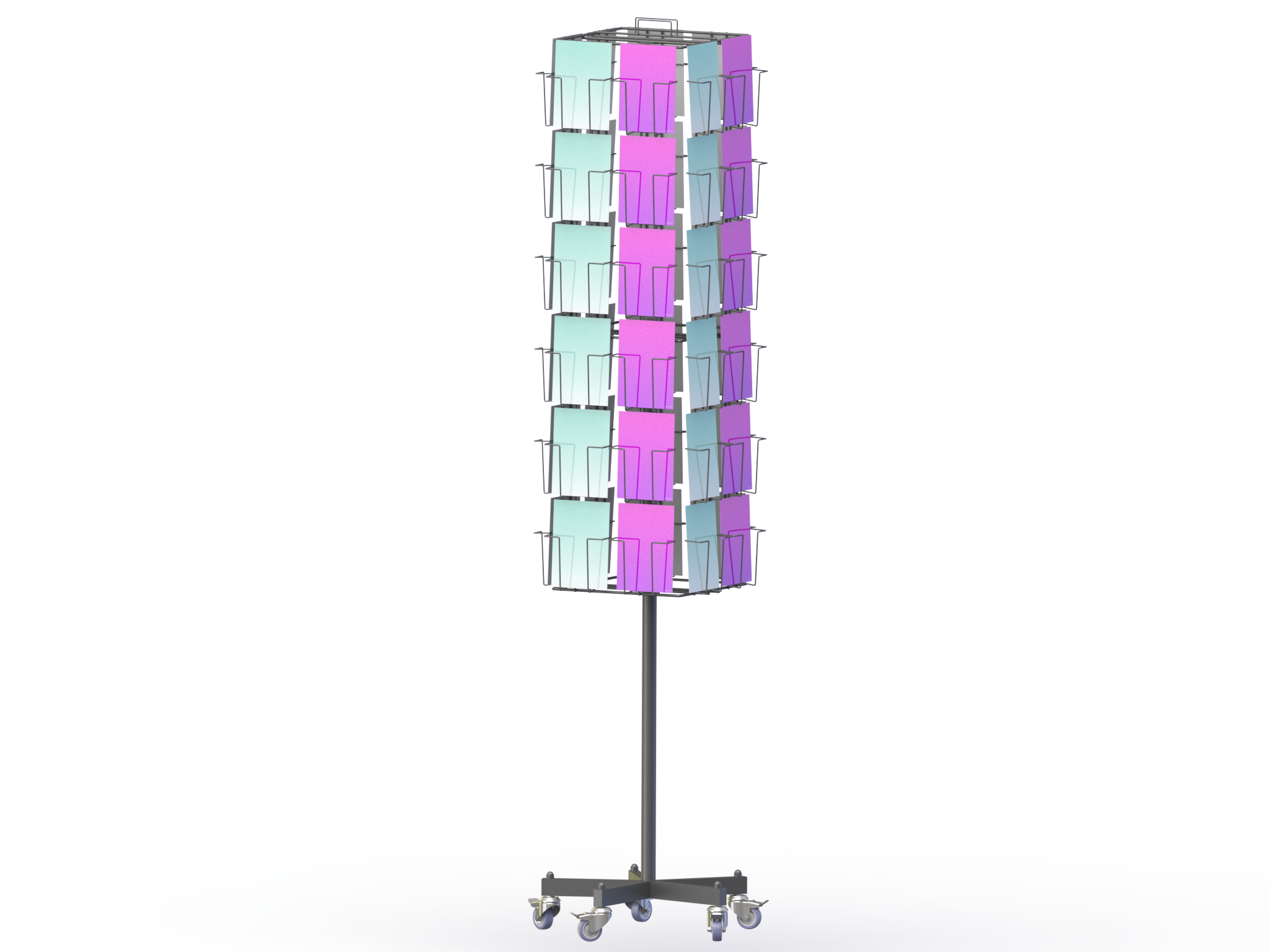 Présentoir mobile tournant à 48 cases - Métal 4 faces - Format 13x18V_0