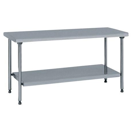 TABLE INOX CENTRALE AVEC ÉTAGÈRE INFÉRIEURE FIXE LONGUEUR 2000 MM