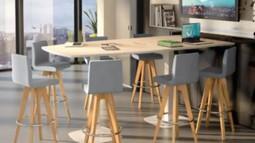 Table de réunion haute H.107 cm - Piètement tulipe avec passage de câbles intégré_0