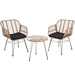 Tectake Salon de jardin en rotin Molfetta - marron naturel - 403558 - beige multi-matériau 403558_0