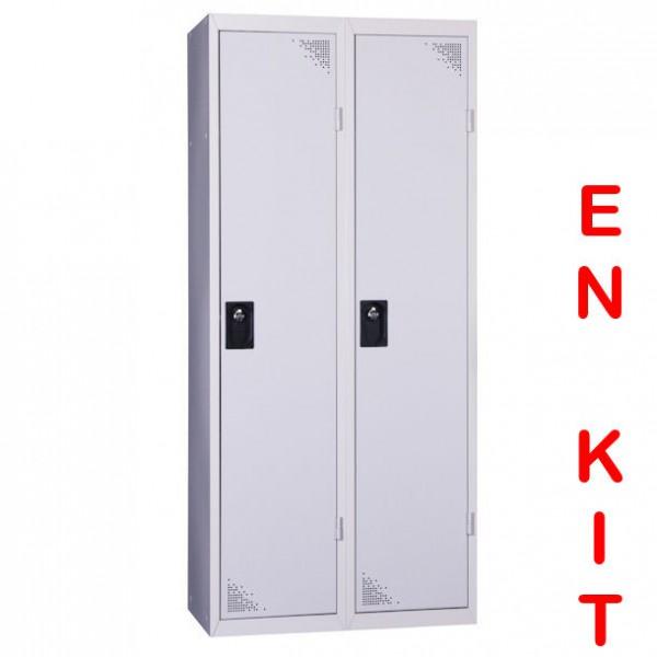 Vestiaire industrie salissante démontable - 2 cases - Gris - Conforme norme AFNOR D 65-760 - Marque Rolléco_0